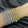 Spot Prata Esterlina 925 Europeia e Americana Moissanita Corrente de Tênis 2 3 4 5 6.5mm Pulseira Colar de Moissanita Atacado