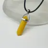 Cristal de Jade Natural pingente de colar com pingente de brinco de ponta dupla hexagonal decorações moda popular europeia e americana nicho