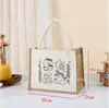 Bolsa de Lienzo para Graffiti DIY Infantil con Dibujo Lineal Pintado a Mano, Patrón de Logo, Bolsa de Compras de Lino Sin Estampar Venta al por Mayor