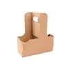 Soporte para taza portátil de piel de vaca para té con leche caja portátil de papel kraft ecológico para café té con leche soporte para vaso de papel desechable para llevar