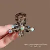 Clip de Pinza Pequeña con Garra para Cabello Color Ámbar con Pedrería, Nuevo para Primavera 2026, Accesorio de Cabello de Princesa de Alta Gama para la Frente, Pinza de Cabello Elegante