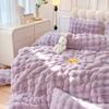 Juego de Cama de Cuatro Piezas de Terciopelo de Leche con Pelo de Conejo Color Puro Nuevo Otoño e Invierno Forro Polar Doble Cara Terciopelo Coral Sábanas Funda de Edredón