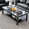 Mesa de centro sala de estar escritório em casa vidro temperado mesa de chá simples moderna apartamento pequeno italiano mesa retangular