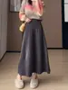 Nova Saia Midi de Tricô Macio Outono/Inverno 2026 para Mulheres, Saia Longa Cintura Alta Estilo Coreano que Cobre os Quadris
