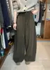 Pantalones de Lana de Pierna Ancha Adelgazantes de Cintura Alta Nuevos de Otoño para Mujer, Pantalones Casuales Sueltos con Caída, Pantalones de Traje Elegantes Gris Oscuro
