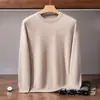 Nuevo Suéter de Cachemir con Cuello Redondo Bajo para Hombre de Mediana Edad, Otoño/Invierno 2026, Jersey de Manga Larga Casual de Negocios, Suéter Liso