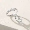 Anillo de Pareja para Tumba Común Lianzhi Estilo Mori Estilo Ins Anillo de Dedo Texturizado Regalo de San Valentín para Novia Anillo Abierto