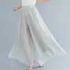 Pantalones Falda de Algodón y Lino Talla Grande Estilo Mori Girl 2026 con Cintura Elástica, Pantalones Falda Acampanados Color Sólido Estilo Étnico