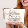 Temu Amazon Transfronterizo Bolsa de Enfermera Bolsa de Cosméticos de Lino Gran Capacidad Almacenamiento Portátil Neceser Bolsa de Medicamentos