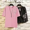 Conjunto Esportivo Casual Masculino de Verão Camiseta de Manga Curta Shorts Conjunto de Duas Peças Solto Respirável Estilo Chinês Par Conjunto Completo