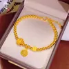 Pulsera de Latón Dorado Estilo Nuevo Flor de Loto de la Fortuna para Mujer, Estilo Chino Lujo Ligero Versátil Buena Suerte Flor de Loto Pulsera de Alta Elasticidad