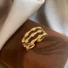Anillo Abierto Plegado Arrugado Estilo Metalico Transfronterizo Europeo y Americano Lujo Ligero Gama Alta Joyería de Diseño Nicho para Mujeres