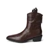 Nuevas botas Chelsea retro ultrasuaves para mujer, botas vaqueras estilo western con tacón grueso y corte en V, botas ajustadas plisadas, botines de punta fina con corte en V