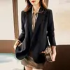 Blazer feminino preto, estilo primavera e outono, jaqueta de terno com novo design popular de outono de 2026
