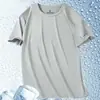 Camiseta de Manga Corta de Malla de Seda de Hielo de Secado Rápido Transfronteriza para Hombre, Nueva de Verano, Transpirable, para Correr, Deportes, Media Manga, Ropa de Hombre T