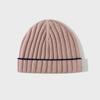 2026 Otoño e Invierno Europeo y Americano Nuevo Gorro de Punto Lana Pura Gorro para Hombre Gorro para Mujer Canalé Adorno de Bloques de Color Gorro Beanie B C