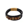 Pulsera de Piedra Ojo de Tigre para Hombre Amazon Ventas Calientes Transfronterizas Cuero Multicapa Piedra Natural Pulsera para Hombre Hebilla Magnética Joyería