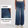 Calça Jeans Curta Wide Leg Plus Size Novo Estilo Transfronteiriça para Mulheres, Cintura Alta, Emagrecedora, Com Efeitos Desgastados, Bolsos Múltiplos, Calça Casual Solta
