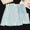 Pijama de forro polar para mujer de otoño e invierno, conjunto de dos piezas de manga larga con dibujos animados, ropa de estar para mujer cálida y amigable con la piel de invierno