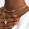 Colar Cruz de Bolha Criativa Transfronteiriça Europeia e Americana Aço Inoxidável Design de Nicho Moda Joias Empilháveis