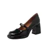 ¡Hace que las piernas se vean más largas! Zapatos Mary Jane franceses, piel suave, modelo nuevo 2026, punta cuadrada, correa única, charol, tacón alto grueso