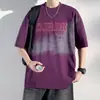 Camiseta de Verano de Manga Corta para Hombre Enbu Nueva Marca de Moda Americana Cuello Redondo Casual Versátil Top de Media Manga Camiseta Holgada