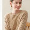 Suéter de Cashmere Espesso com Gola Redonda e Trançado de Três Fios para Mulheres 2025 Outono e Inverno Macio e Solto Estilo Preguiçoso Suéter para Usar por Baixo