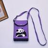 Bolso para teléfono móvil de estilo coreano con diseño de panda pequeño, bandolera de punto, bolso de mano con solapa, bolso informal para salir