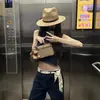 Sombrero de Paja Tejido Hueco Panama Retro Francés Verano Vacaciones Mujer Estilo Old Money Ala Ancha Protector Solar Sombrero Jazz