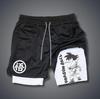 Europa y Estados Unidos transfronterizos calientes animación impresión deportiva para hombres y mujeres doble capa shorts de fitness verano transpirables shorts de fitness