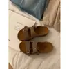 Pantuflas Retro Birkenstock para Mujer 2026 Nuevo Estilo Primavera Exterior Suela Gruesa Aumentadoras de Altura Slip-On Pantuflas para Mujer