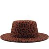 Amazon Outono e Inverno Novo Chapéu Top Plano de Lã Britânica Chapéu Leopardo Chapéu Infantil Aba Plana Aba Larga Chapéu de Feltro Adulto Transfronteiriço