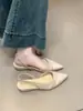 Sandálias Fechadas Estilo Francês para Mulheres Primavera e Verão 2025 Novo Estilo Início da Primavera na Cor Damasco Sapatos Versáteis de Bico Fino Tendência Costura de Qualidade do Ar
