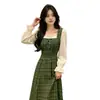 Vestido Retrô Britânico Estilo Novo 2026 com Manga Bufante, Vestido Longo Afinando a Cintura para Primavera e Outono, Vestido Rejuvenescedor para Mulheres