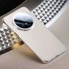 Adequado para Huawei Mate70Pro+ Capa de Celular de Couro Liso Galvanizado Elegante Lente Mate70 Lente Furo Fino Capa Business