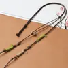 Colar de cordão de couro encerado, cordão ajustável com pingente de jade trançado à mão, cordão de pingente dourado unissex, versátil