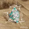 Cao Shi Xiaohongshu Nuevo Juego de Tres Anillos para Mujer, Anillo de Diseño Futurista con Forma Cuadrada de Pintura al Óleo, Popular en Línea
