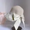 Sombrero de Sol de Verano a la Moda para Mujer con Borde Enrollado de Tela y Lazo, Sombrero de Sol Versátil Casual para Vacaciones