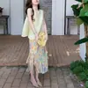 Traje de verano para mujer Conjunto de ropa de alta gama Top sin mangas plisado con borlas de Miyake Conjunto de dos piezas