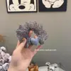 Goma para el pelo esponjosa de estampado de leopardo azul para niñas, accesorio para el pelo dulce y único para peinados de moño