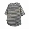 Camiseta de Manga Corta a Rayas Estrelladas Transfronteriza Verano Casual Cuello Redondo Color de Contraste Moda Retro Tops para Pareja para Hombres
