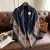 Nuevo Pañuelo de Seda para Primavera y Verano, Estilo Delgado, Bufanda Cuadrada Grande de 130 cm, Pañuelo Decorativo Estampado de Alta Gama, Chal Versátil
