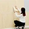Pegatinas de Pared con Textura de Madera 3D Sala de Estar Panel de Pared Blando Panel de Pared Techo de Espuma Decoración Autoadhesivo Papel Tapiz de Pared Impermeable