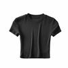 2020 Novo Estilo de Verão Europeu e Americano Sexy Cor Pura Estilo Bm Camiseta Básica com Umbigo de Fora Elástica de Manga Curta Gola Redonda Camiseta Curta