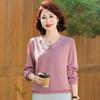 Camiseta pequena de primavera para pessoas de meia-idade e idosas, estilo estrangeiro feminino, 40 anos, 50 anos, camiseta de meia-idade, moda de verão para mães, camiseta pequena nobre