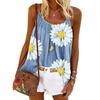 Roupas femininas transfronteiriças europeias e americanas, moda de comércio exterior, estampa de margarida, sexy, gola redonda, alça semitransparente, colete, camiseta, top