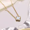 Acero de Titanio Chapado en Oro Transfronterizo Más Vendido Acero Inoxidable Pulsera, Collar, Anillo y Pendientes de Trébol de Cuatro Hojas Conjunto Fábrica al por Mayor