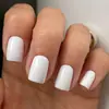 Popular Transfronterizo 100 Piezas de Caja de Uñas Cuadradas Cortas Rosas y Blancas Usables Color Puro Cuadrado Completo Pegatinas para Uñas DIY