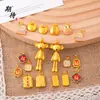 Esperando el colgante de charm de oso de dibujos animados color oro arena tradicional para pulsera o collar DIY, accesorio versátil estilo chino al por mayor