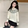 Suéter Outono e Inverno para Meninas 2026 Novo Doce Estilo Coreano para Meninas Mais Velhas com Laço Suéter de Tricô Gola Redonda Tendência